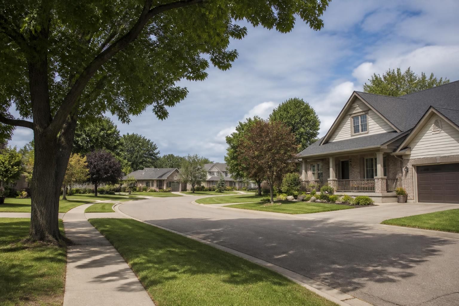 Calm suburban neighborhood in Belle River, Ontario.