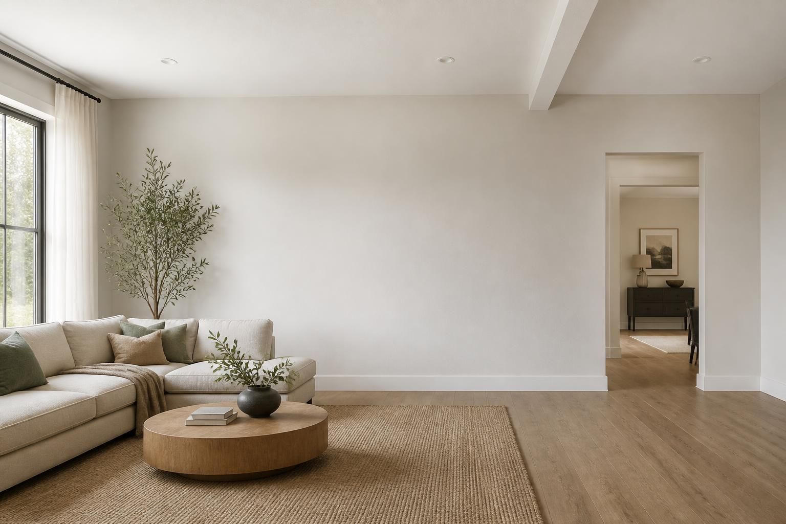 Bright finished room with clean drywall and open space.