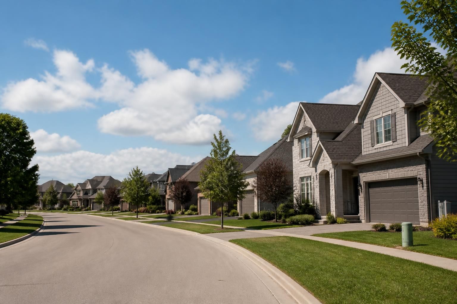 Calm residential neighborhood in Lakeshore, Ontario.