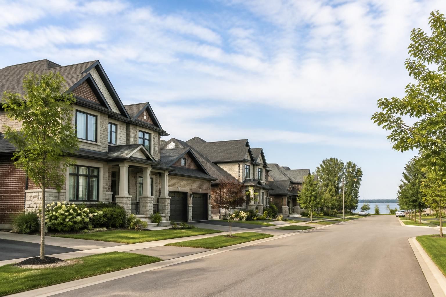 Welcoming residential neighborhood street in LaSalle, Ontario.