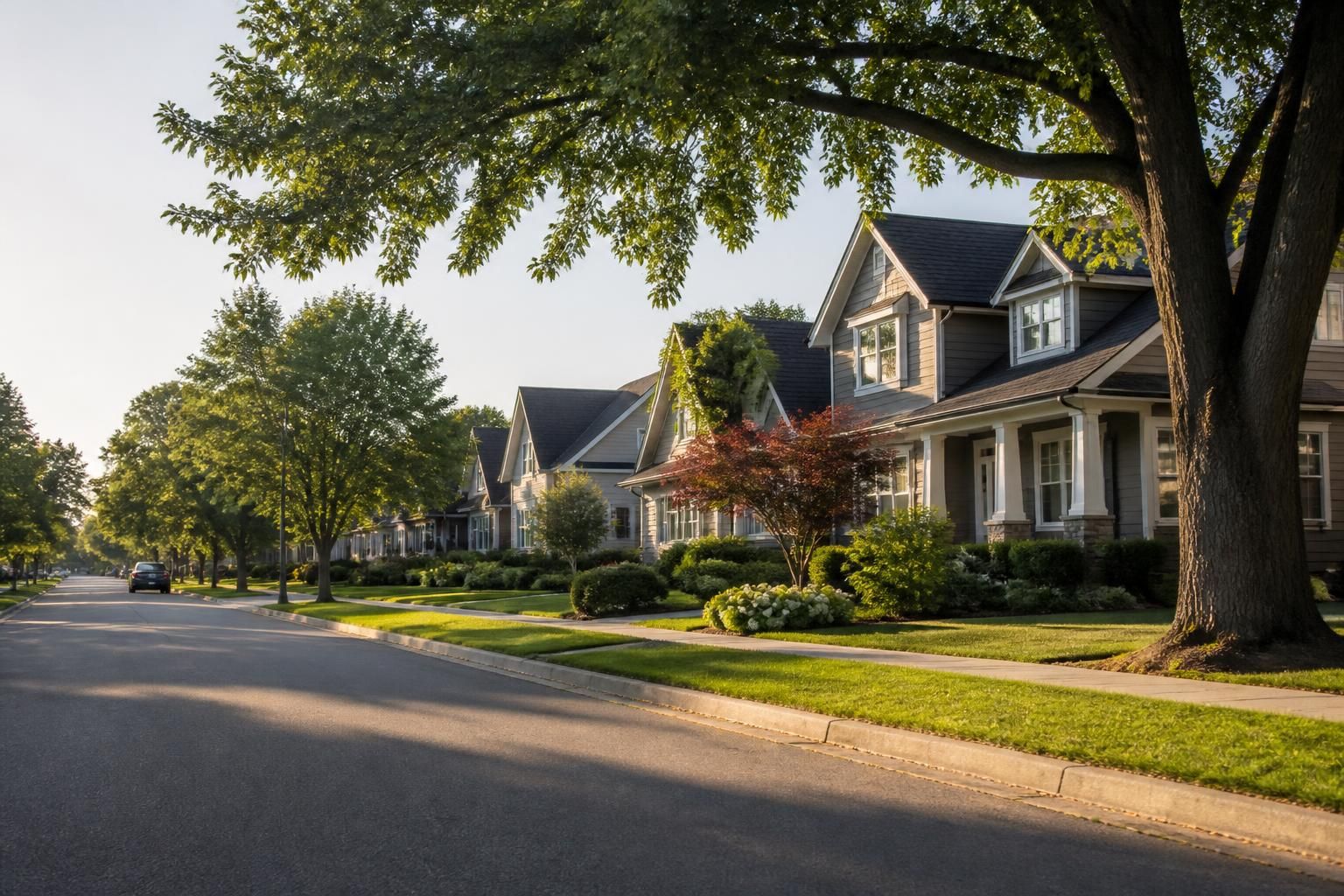 Clean neighborhood street in Leamington, Ontario.